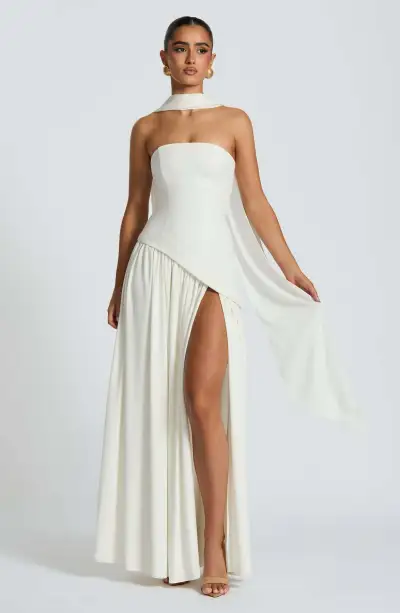 Women'S Fashion Elegant Solid Color Stitching Sleeveless Backless Split Dress
