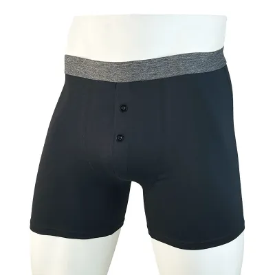 Men Fashion Casual Solid Color Four-Corner Cotton Underwear Mid-Waist