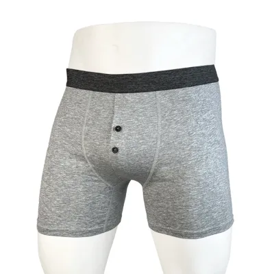 Men Fashion Casual Solid Color Four-Corner Cotton Underwear Mid-Waist