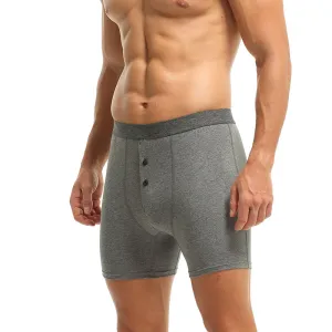 Men Fashion Casual Solid Color Four-Corner Cotton Underwear Mid-Waist