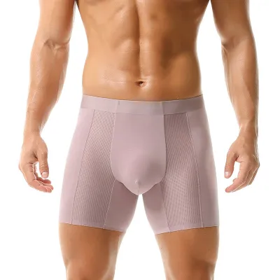 Men Fashion Simple Solid Color Traceless Four-Corner Breathable Mid-Waist Modal Fiber Underwear