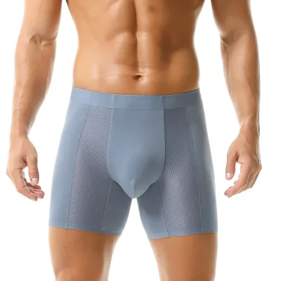 Men Fashion Simple Solid Color Traceless Four-Corner Breathable Mid-Waist Modal Fiber Underwear
