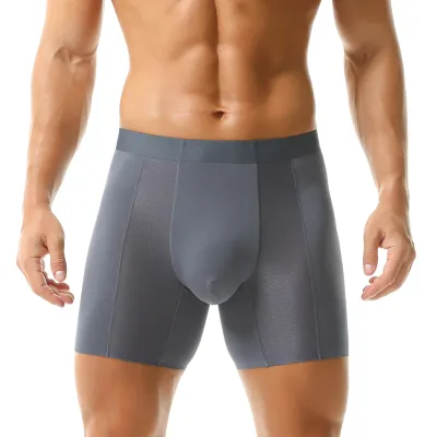 Men Fashion Simple Solid Color Traceless Four-Corner Breathable Mid-Waist Modal Fiber Underwear