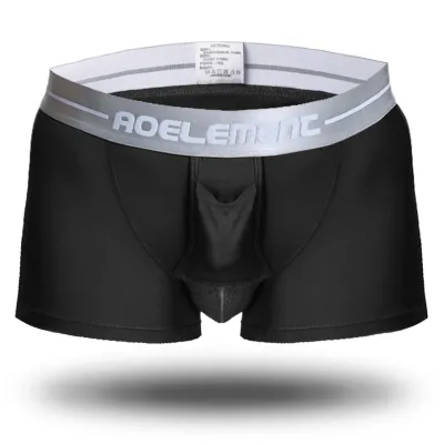 Men Fashion Four-Corner Underwear Mid-Waist Solid Color Regenerated Cellulose Fiber