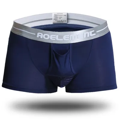 Men Fashion Four-Corner Underwear Mid-Waist Solid Color Regenerated Cellulose Fiber
