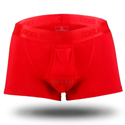 Men Fashion Four-Corner Underwear Mid-Waist Solid Color Regenerated Cellulose Fiber