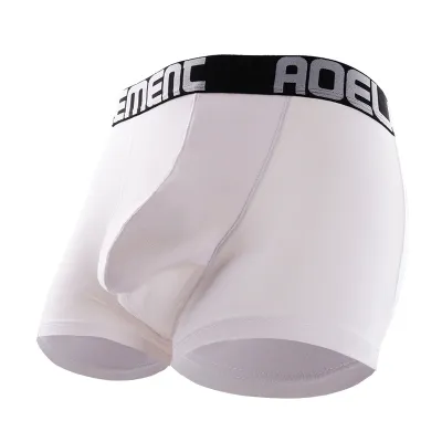 Men Fashion Four-Corner Underwear Mid-Waist Solid Color Regenerated Cellulose Fiber