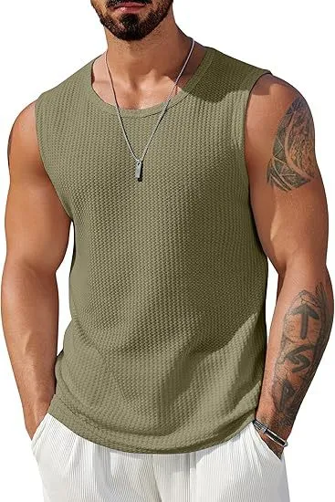 Men Fashion Casual Solid Color Sleeveless Breathable Tank Top