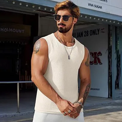 Men Fashion Casual Solid Color Sleeveless Breathable Tank Top