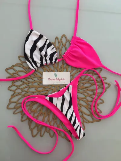 Women Fashion Sexy Printed Halter-Neck Lace-Up Bikini Swimsuit