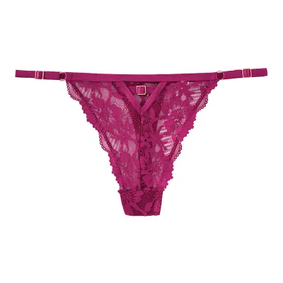 Women Fashion Sexy Solid Color Lace Adjustable Thin Thong