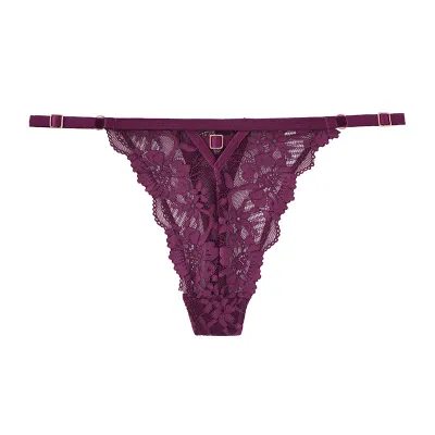 Women Fashion Sexy Solid Color Lace Adjustable Thin Thong