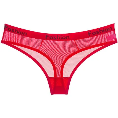 Women Fashion Sexy Mesh Letter Printed Low Waist Thong