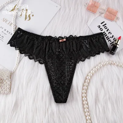 Women Fashion Sexy Solid Color Hollow Cross Lace Thin Breathable Thong