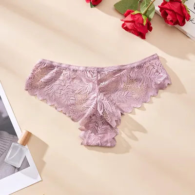 Women Fashion Sexy Solid Color Lace Thong