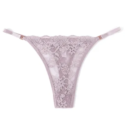 Women Fashion Sexy Solid Color Lace Adjustable Thin Thong