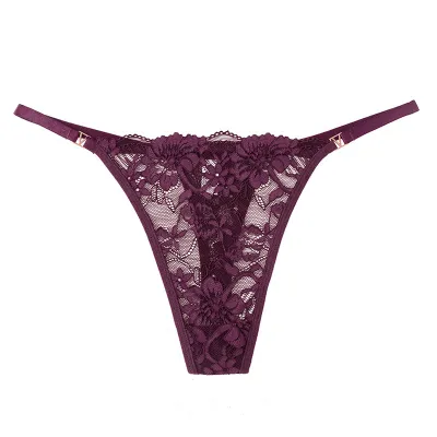 Women Fashion Sexy Solid Color Lace Adjustable Thin Thong