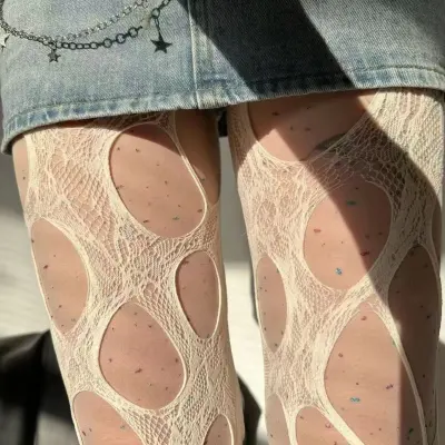 Women Fashion Sexy Solid Color Hollow Lace Fishing Net Stockings