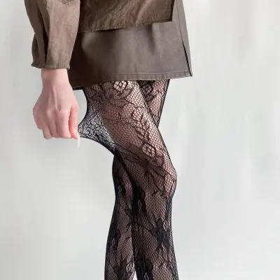 Women Fashion Sexy Solid Color Thin Jacquard Silk Stockings