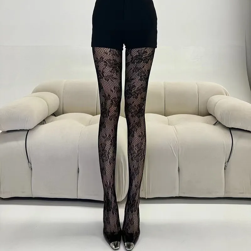 Women Fashion Sexy Solid Color Thin Jacquard Silk Stockings