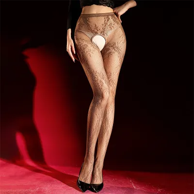Women Fashion Sexy Solid Color Hollow Jacquard Stockings