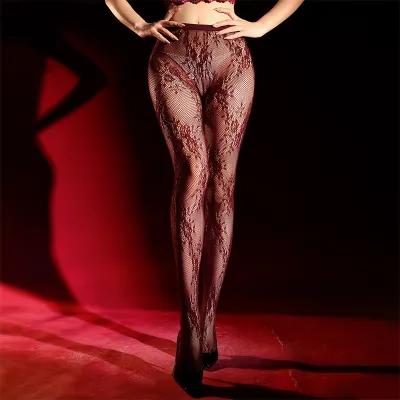 Women Fashion Sexy Solid Color Hollow Jacquard Stockings