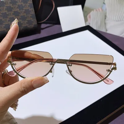 Women Fashion Retro Half Frame Cat's Eye Sunglasses