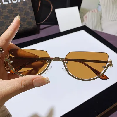 Women Fashion Retro Half Frame Cat's Eye Sunglasses