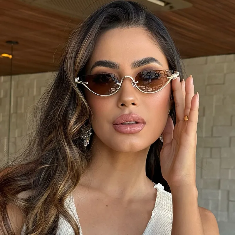 Women Fashion Retro Half Frame Cat's Eye Sunglasses