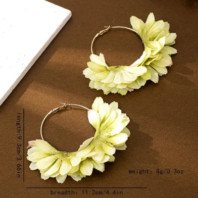 Women Elegant Floral Fabric Large Circle Earrings