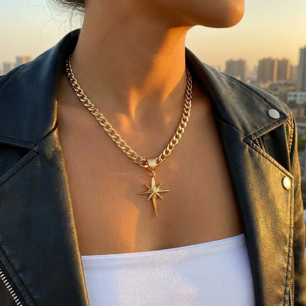 Women Fashion Bamang Star Pendant Necklace with Zinc Alloy
