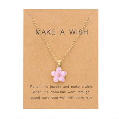 Women Fashion Simple Small Flower Alloy Pendant Necklace