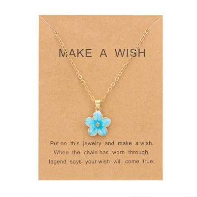 Women Fashion Simple Small Flower Alloy Pendant Necklace