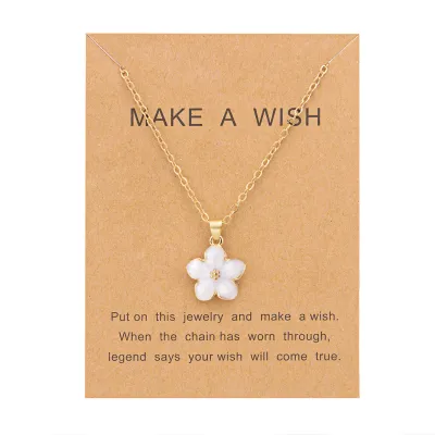 Women Fashion Simple Small Flower Alloy Pendant Necklace