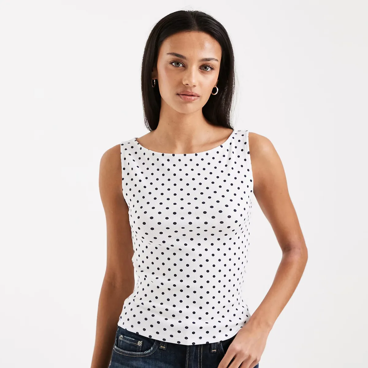Women Fashion Casual Summer Polka Dot Print Tank Top