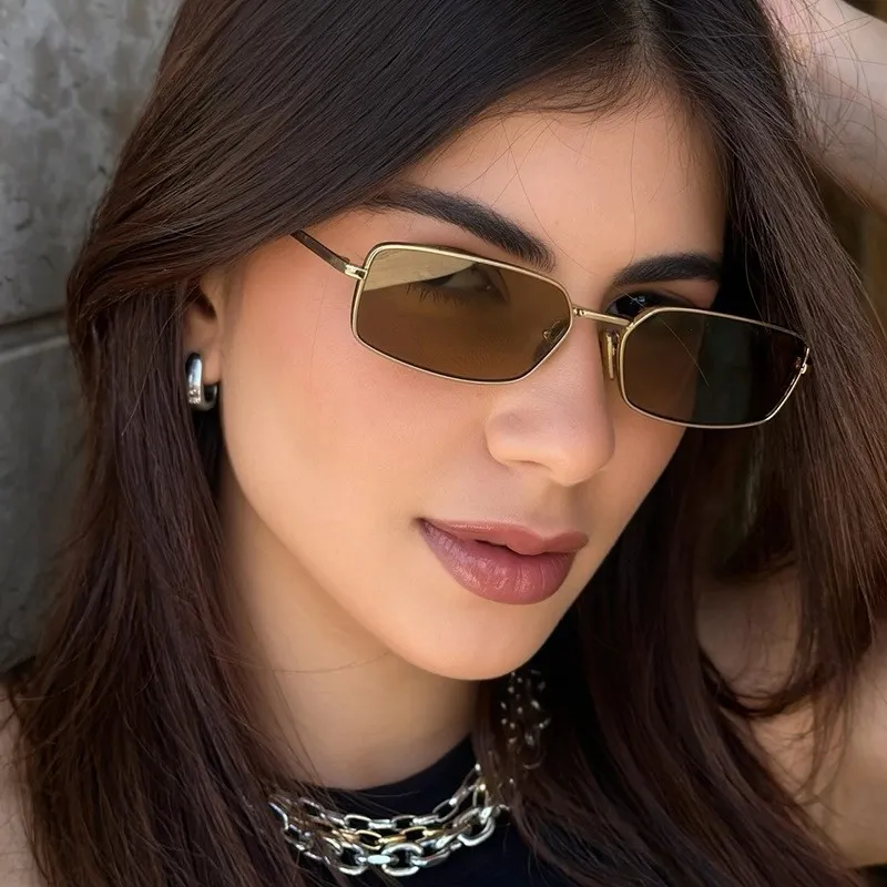 Women Fashion Metal Small Box Square Sunglasses