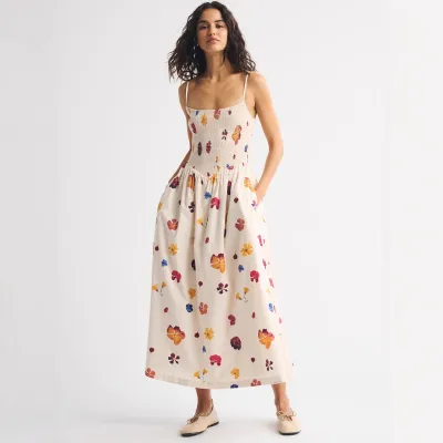 Women Fashion Sexy Summer Stripe Printed Spaghetti Strap Backless Pocket Waisted A- Line Dress