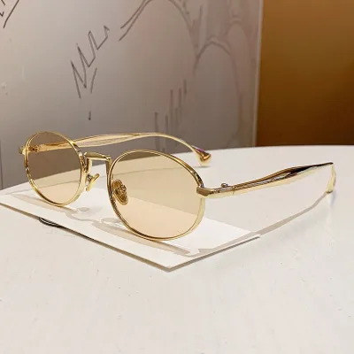 Women Fashion Oval Small Metal Frame Sunglasses