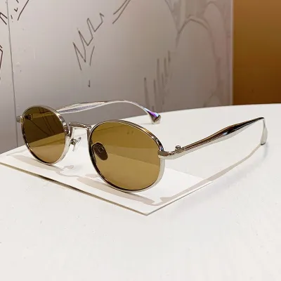 Women Fashion Oval Small Metal Frame Sunglasses