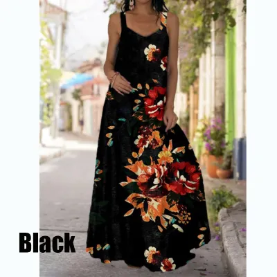 Women Fashion Casual Summer Tie-Dye 3d Print Sleeveless Loose Dress