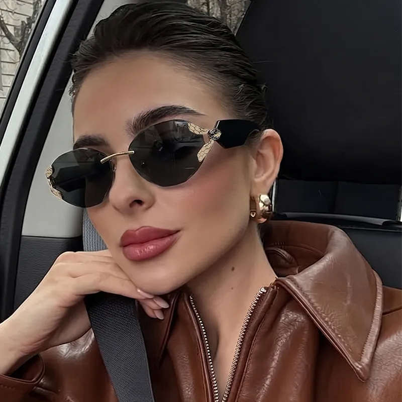 Women Fashion Frameless Cat Eye Sunglasses