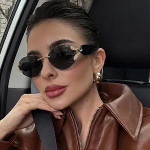 Women Fashion Frameless Cat Eye Sunglasses