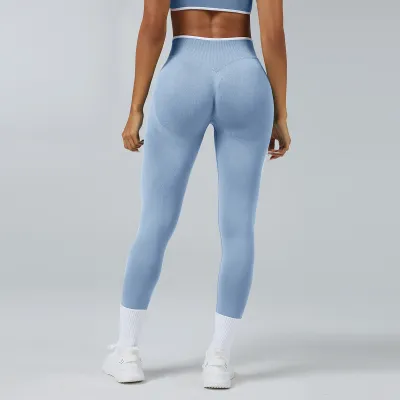 Women Fashion Casual Solid Color Seamless Abdominal Quick-Drying Yoga Sports Leggings