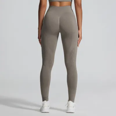 Women Fashion Casual Solid Color Jacquard Seamless Tight Hip Yoga Sports Leggings