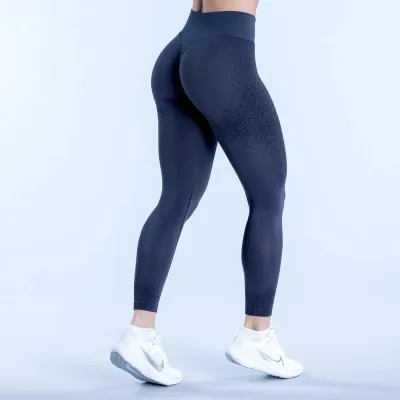 Women Fashion Casual Solid Color Seamless High Waist Pleated Yoga Sports Leggings