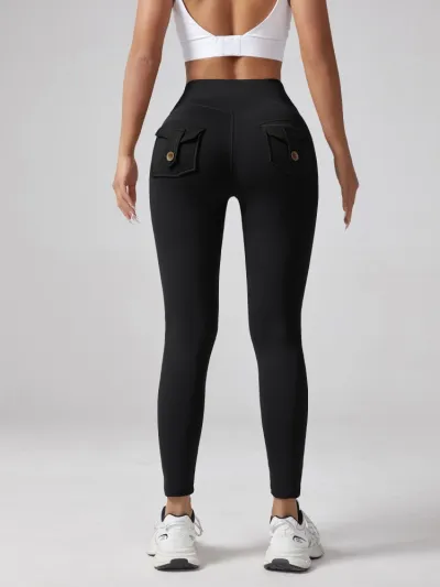 Women Fashion Casual Solid Color Tight Quick-Drying High Waist Sports Yoga Leggings