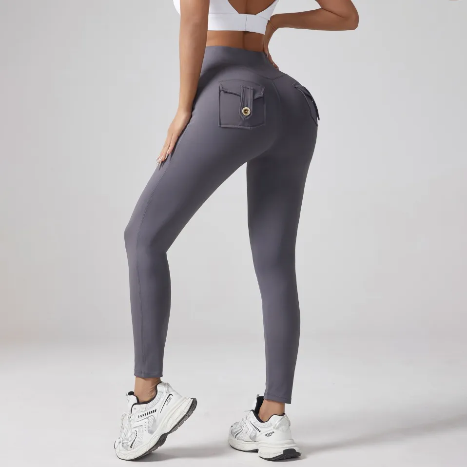 Women Fashion Casual Solid Color Tight Quick-Drying High Waist Sports Yoga Leggings