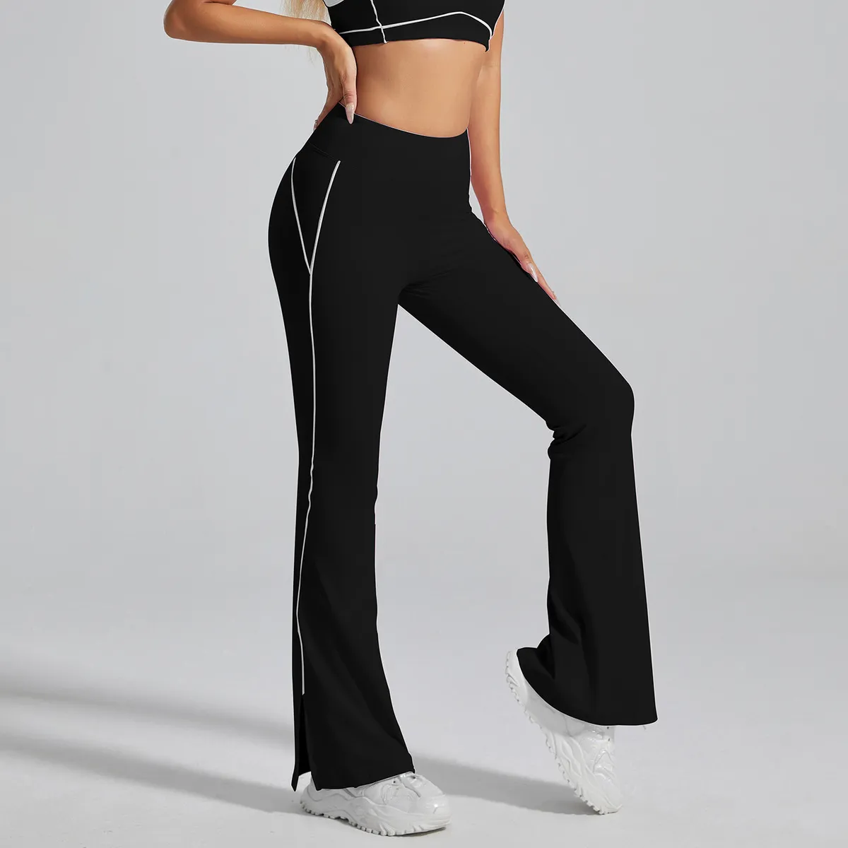 women fashion casual solid color  Split Yoga  Sports leggings
