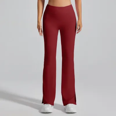 women fashion casual solid color Split Yoga Sports leggings