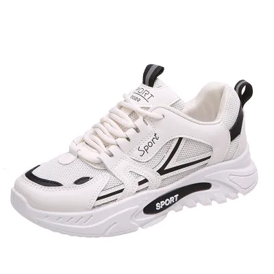 Women Fashion Casual Lace-Up Mesh Breathable Soft Sole Chunky Sneakers